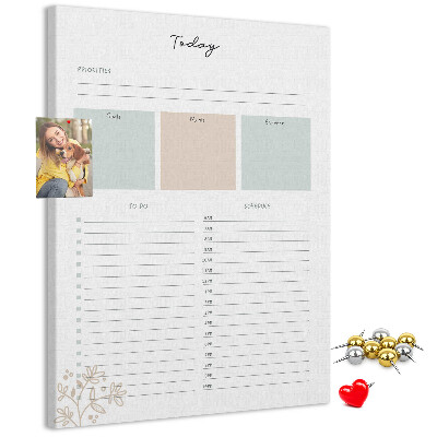 Prikbord van kurk dagplanner met kleurrijke secties