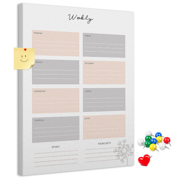 Weekplanner met gekleurde vakken voor bedrukking