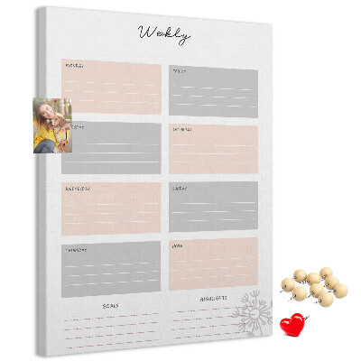 Weekplanner met gekleurde vakken voor bedrukking