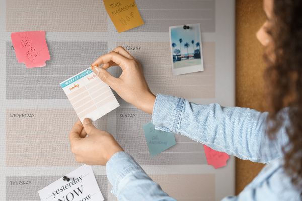 Weekplanner met gekleurde vakken voor bedrukking