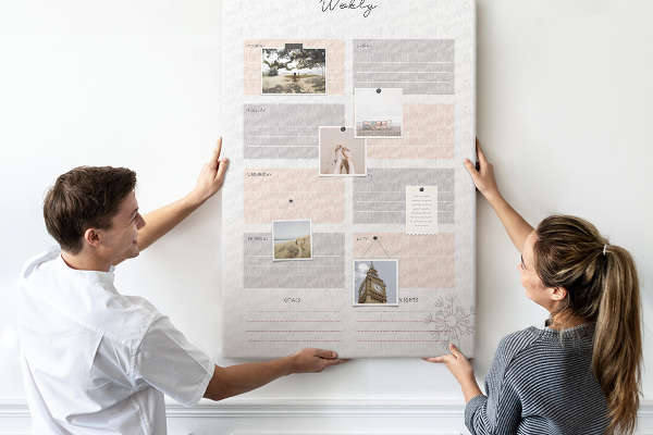 Weekplanner met gekleurde vakken voor bedrukking