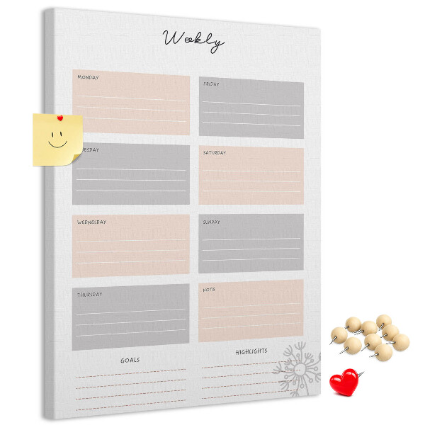Weekplanner met gekleurde vakken voor bedrukking