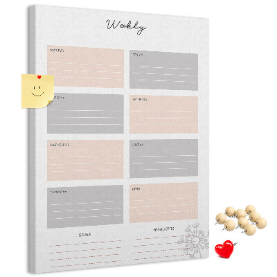 Weekplanner met gekleurde vakken voor bedrukking