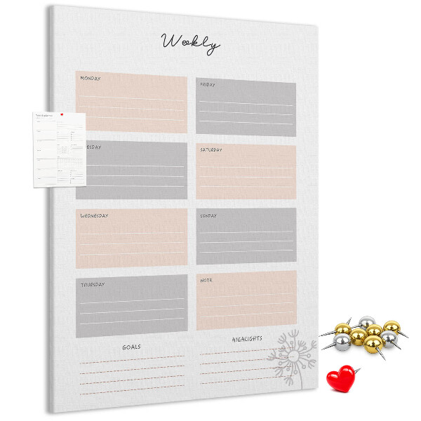 Weekplanner met gekleurde vakken voor bedrukking