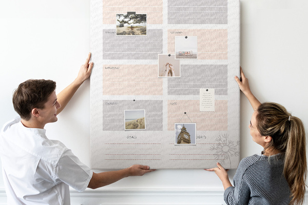 Weekplanner met gekleurde vakken voor bedrukking