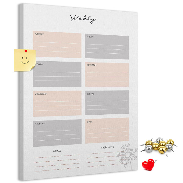 Weekplanner met gekleurde vakken voor bedrukking