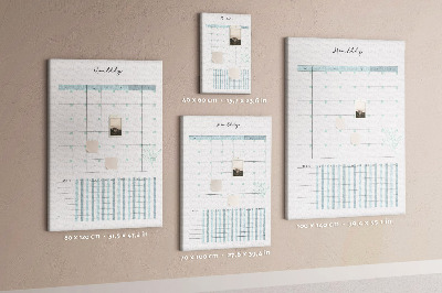 Kurken memobord met maandelijkse planning en bloemenprint