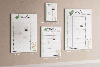 Kurken memobord met bloemenprint voor maaltijdplanning