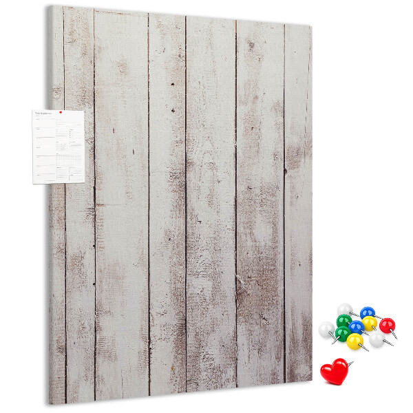 Kurken memobord rustieke planken in een lichte tint