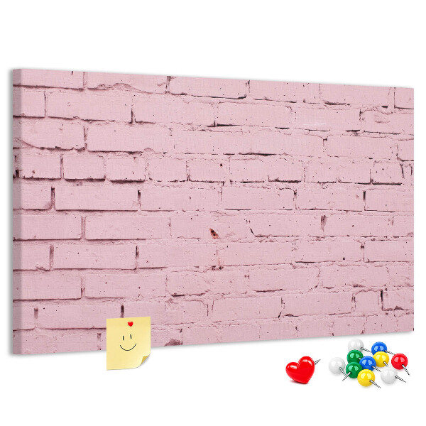 Prikbord met print van roze bakstenen muur met structuur