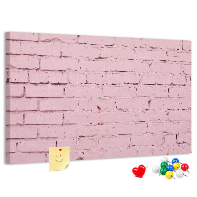 Prikbord met print van roze bakstenen muur met structuur