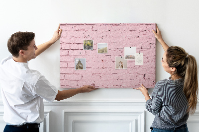 Prikbord met print van roze bakstenen muur met structuur