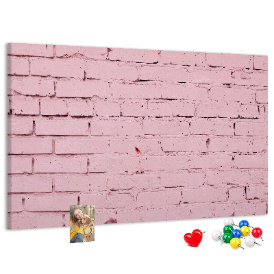 Prikbord met print van roze bakstenen muur met structuur
