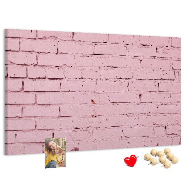 Prikbord met print van roze bakstenen muur met structuur