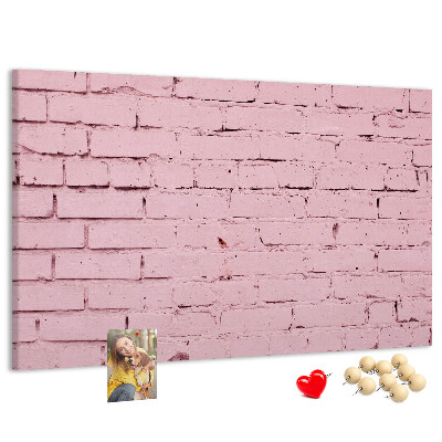 Prikbord met print van roze bakstenen muur met structuur