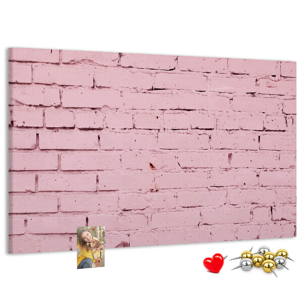 Prikbord met print van roze bakstenen muur met structuur