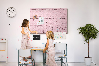 Prikbord met print van roze bakstenen muur met structuur