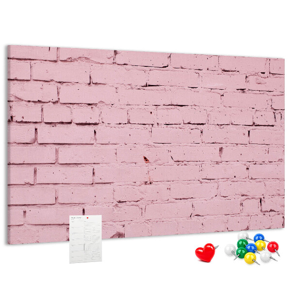 Prikbord met print van roze bakstenen muur met structuur