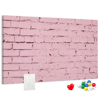 Prikbord met print van roze bakstenen muur met structuur