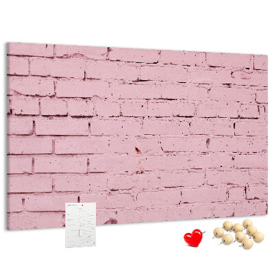 Prikbord met print van roze bakstenen muur met structuur