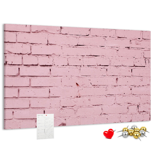 Prikbord met print van roze bakstenen muur met structuur