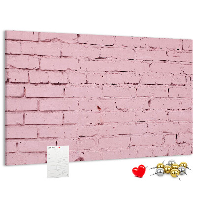 Prikbord met print van roze bakstenen muur met structuur