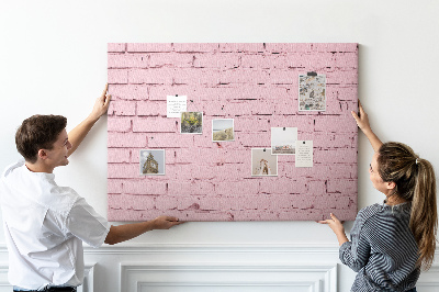 Prikbord met print van roze bakstenen muur met structuur