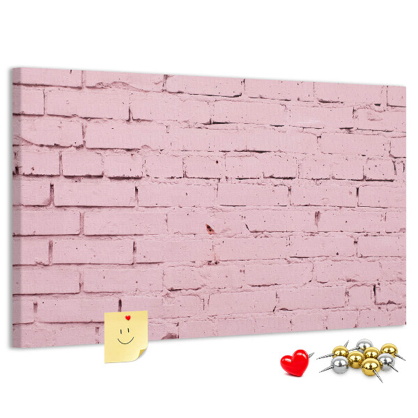 Prikbord met print van roze bakstenen muur met structuur