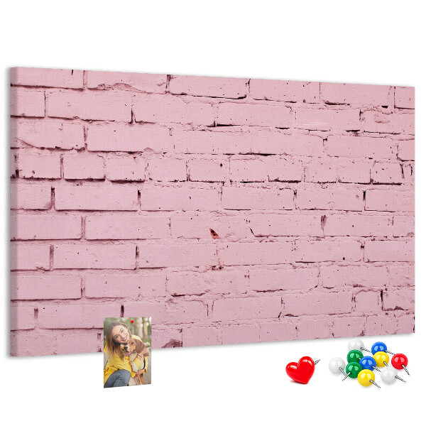 Prikbord met print van roze bakstenen muur met structuur