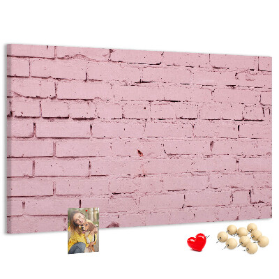 Prikbord met print van roze bakstenen muur met structuur