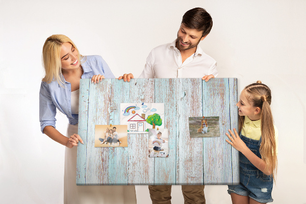 Kurkbord oude planken in verschillende blauwtinten