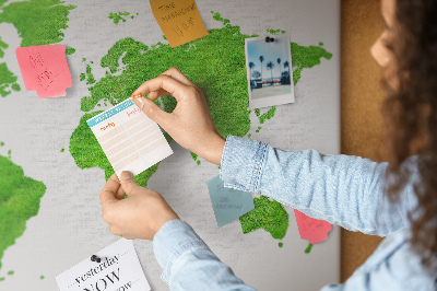 Prikbord wereldkaart in groene gazonstijl