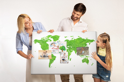 Prikbord wereldkaart in groene gazonstijl
