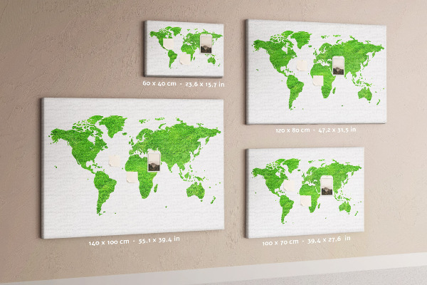 Prikbord wereldkaart in groene gazonstijl