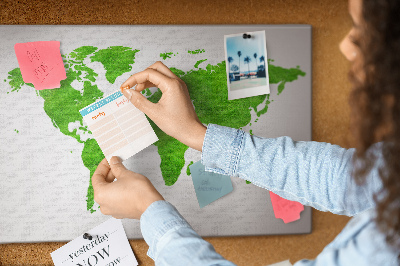 Prikbord wereldkaart in groene gazonstijl