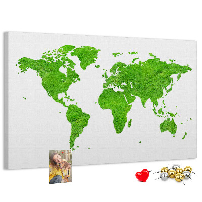 Prikbord wereldkaart in groene gazonstijl