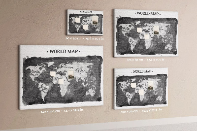 Kurkbord wereldkaart in grijstinten