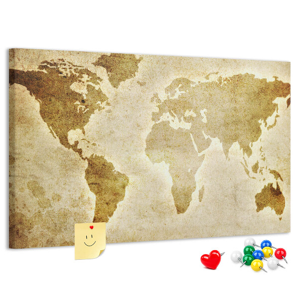 Kurkbord kaart van de oude wereld in sepia