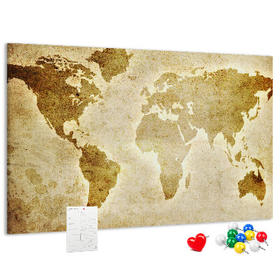 Kurkbord kaart van de oude wereld in sepia