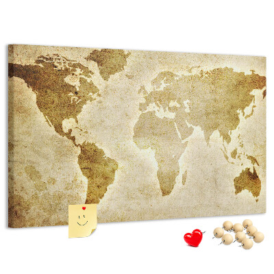 Kurkbord kaart van de oude wereld in sepia