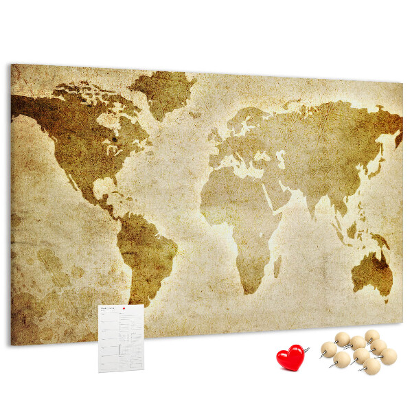 Kurkbord kaart van de oude wereld in sepia