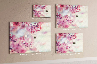 Prikbord met afbeelding van bloemtakken in pasteltinten