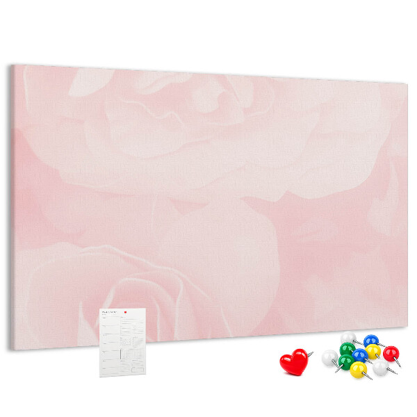 Kurkbord met een achtergrond van fijne roze rozen