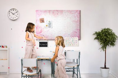 Kurk prikbord met een achtergrond van fijne roze rozen