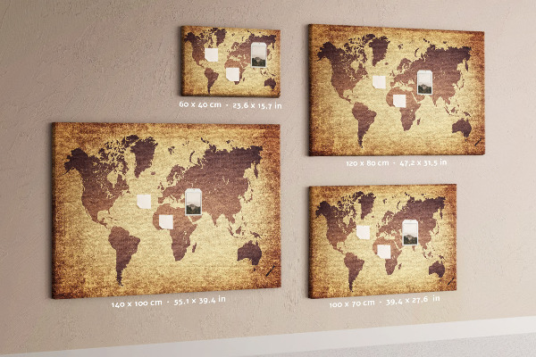 Prikbord oude wereldkaart in bruine tinten