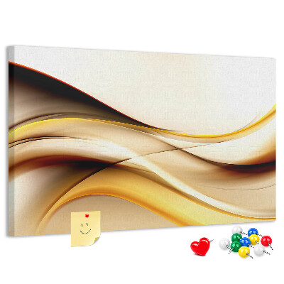 Prikbord met gouden golven op een neutrale achtergrond