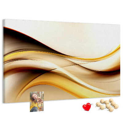 Prikbord met gouden golven op een neutrale achtergrond