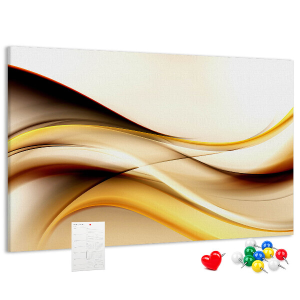 Prikbord met gouden golven op een neutrale achtergrond