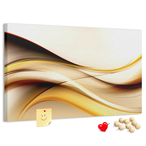 Prikbord met gouden golven op een neutrale achtergrond