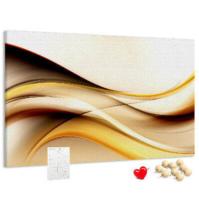 Prikbord met gouden golven op een neutrale achtergrond